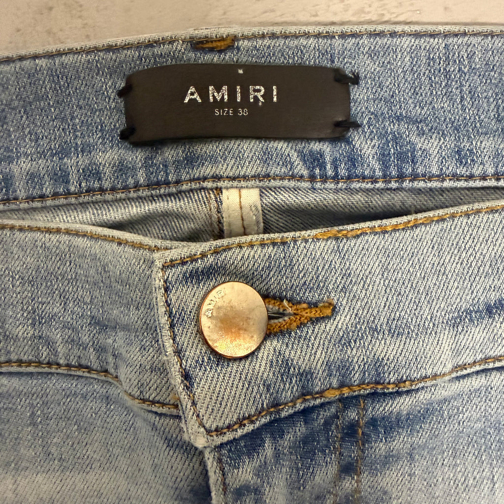 Amiri MX1 White Patch Blue Denim Sz 38