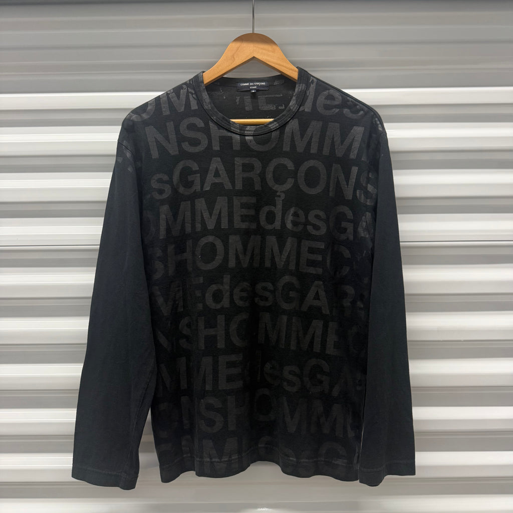 Comme des Garcon Homme Black Logo Print Longsleeve Size Large