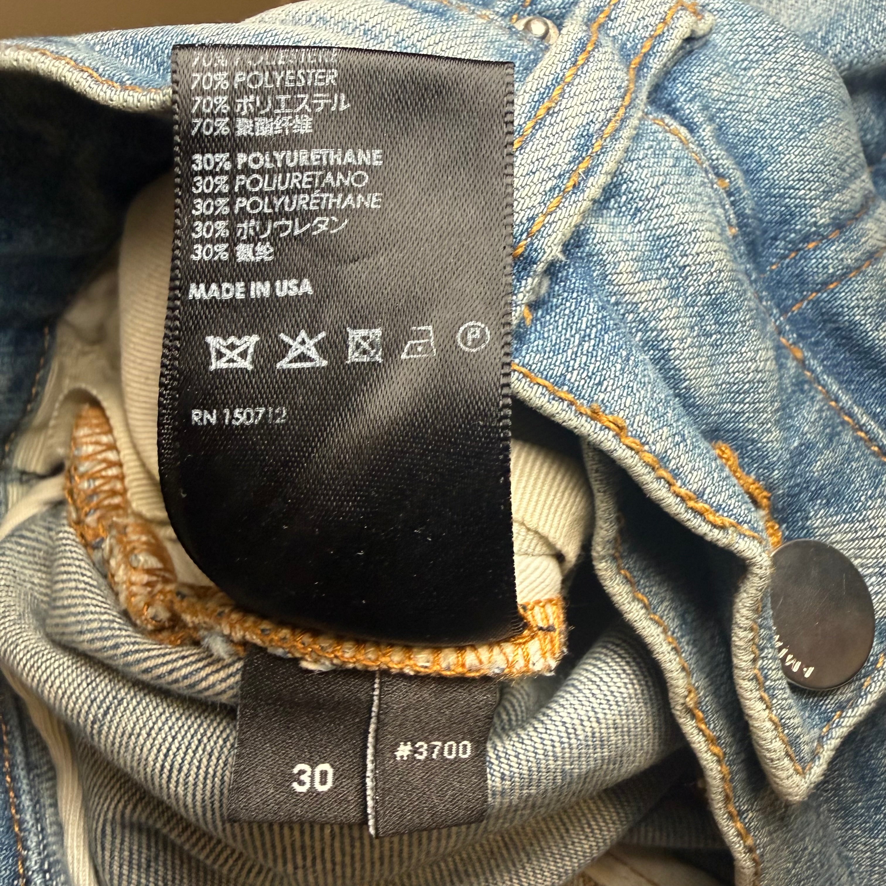 Amiri MX1 Pink Patch Blue Denim Sz 30