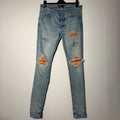 Amiri MX1 Cracked Orange Patch Blue Denim Size 33