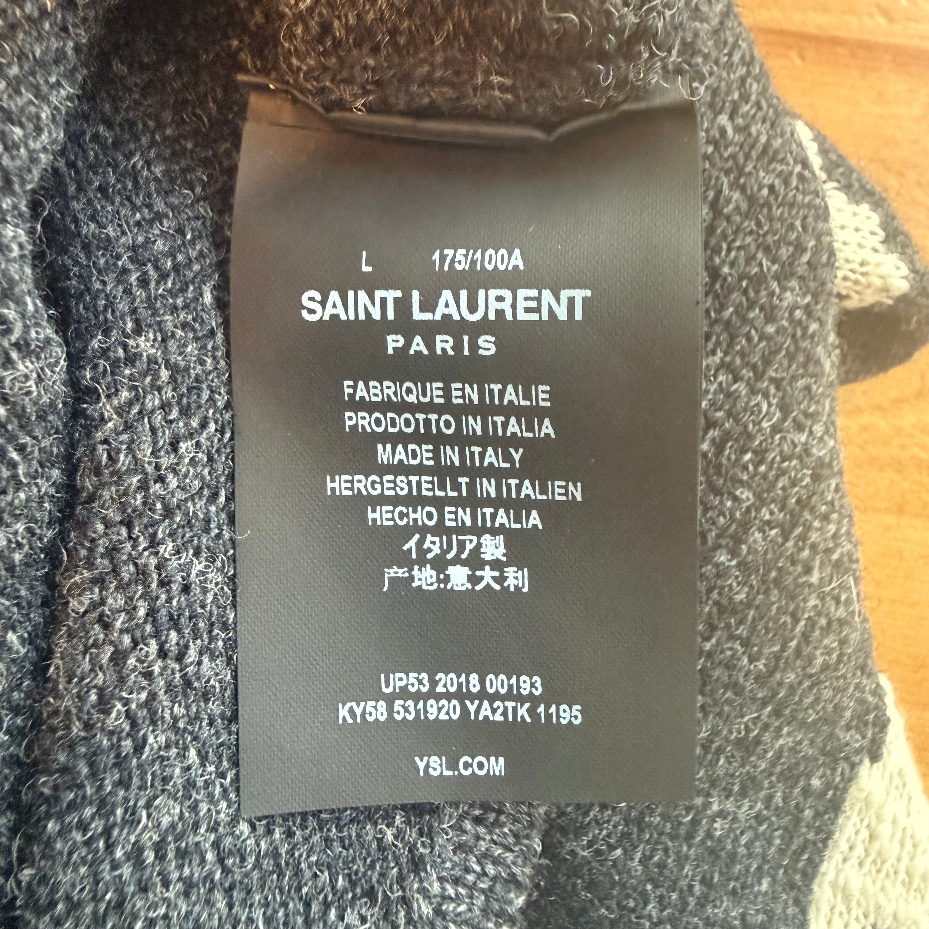 Saint Laurent Paris SLP FW18 Skeleton Jacquard Intarsia Knit Sweater Sz Large