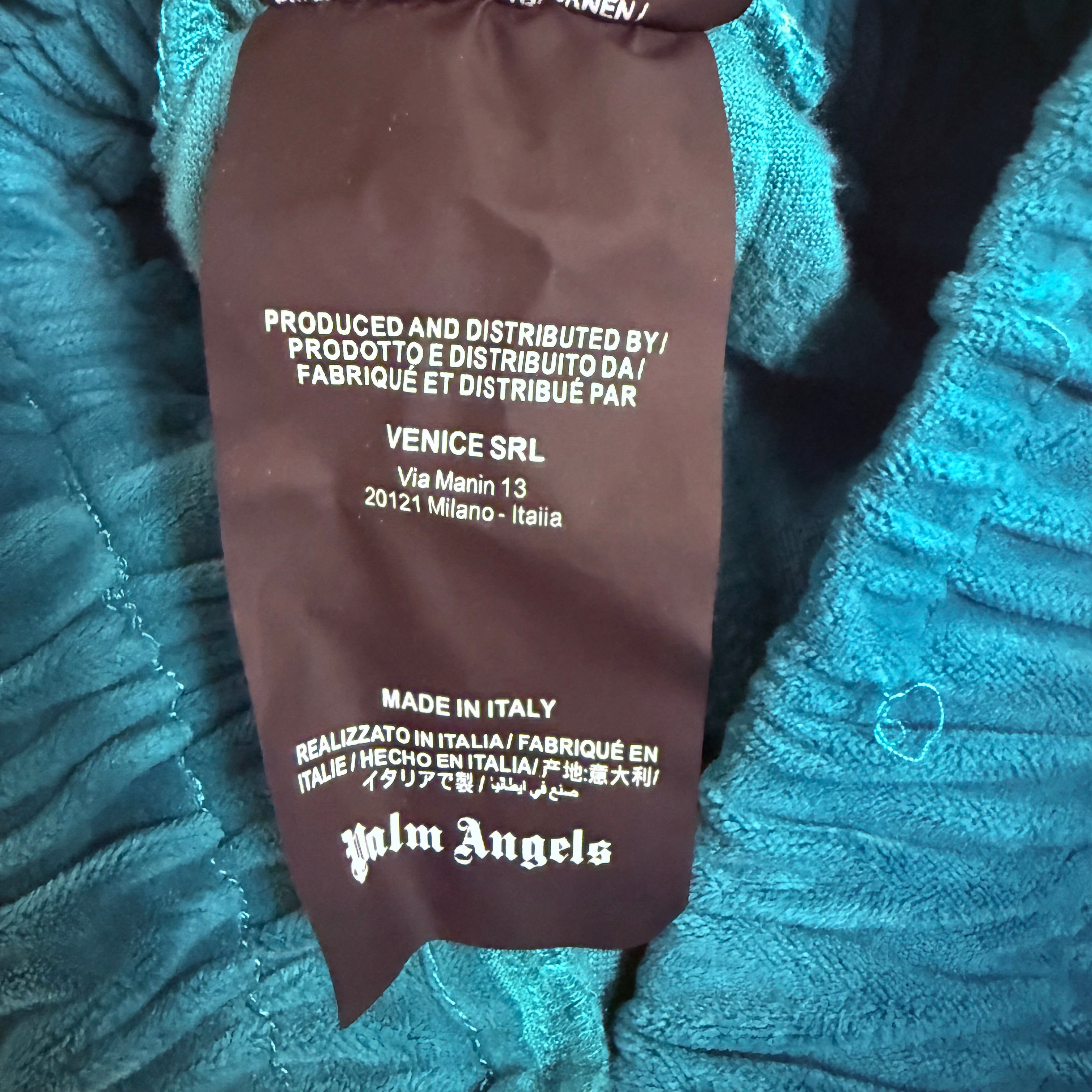 Palm Angels Green Velour Track Pants Sz Small