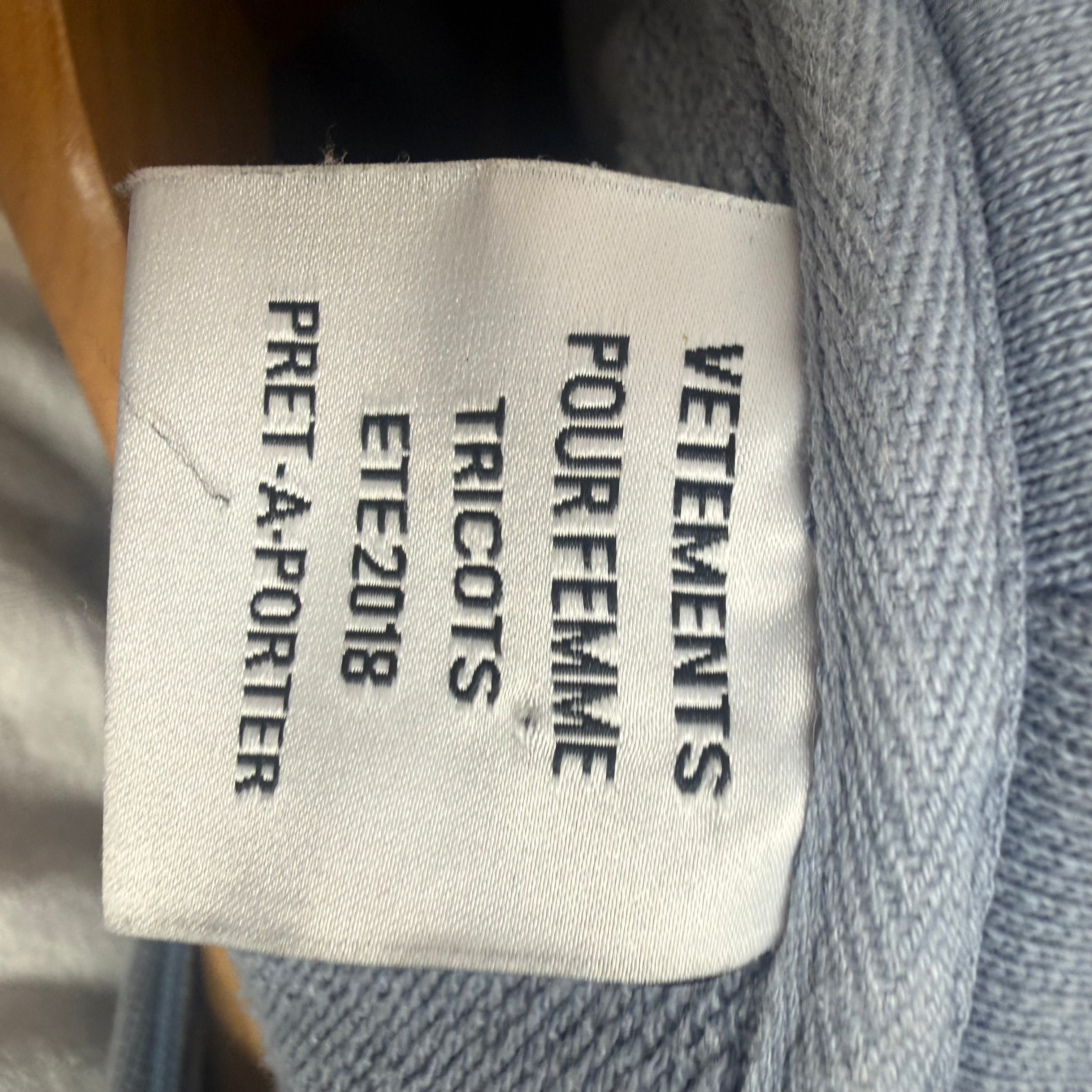 Vetements Blue Care Tag Zip Hoodie Size Medium