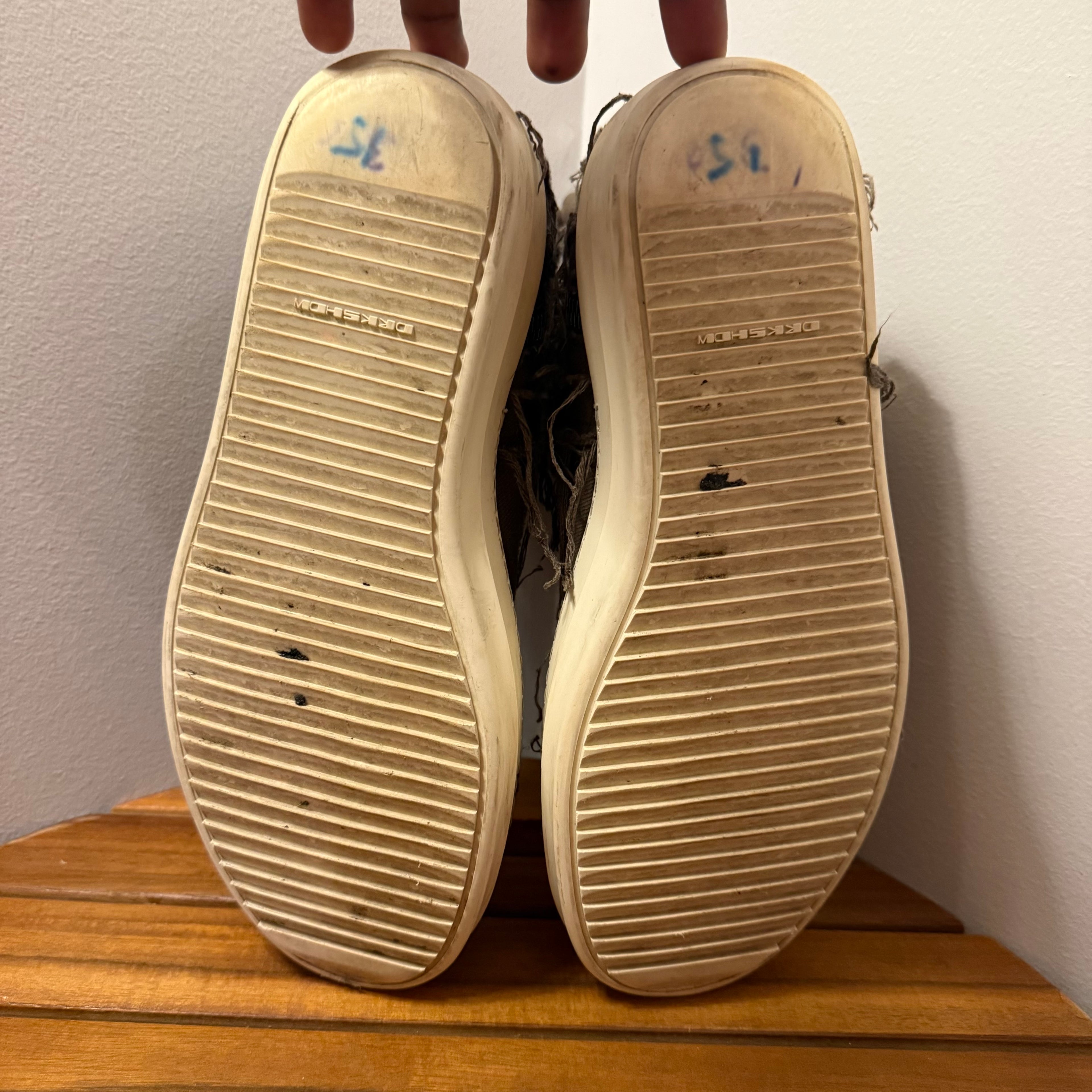 Rick Owens Brown Slashed Denim Sneaker Size 8