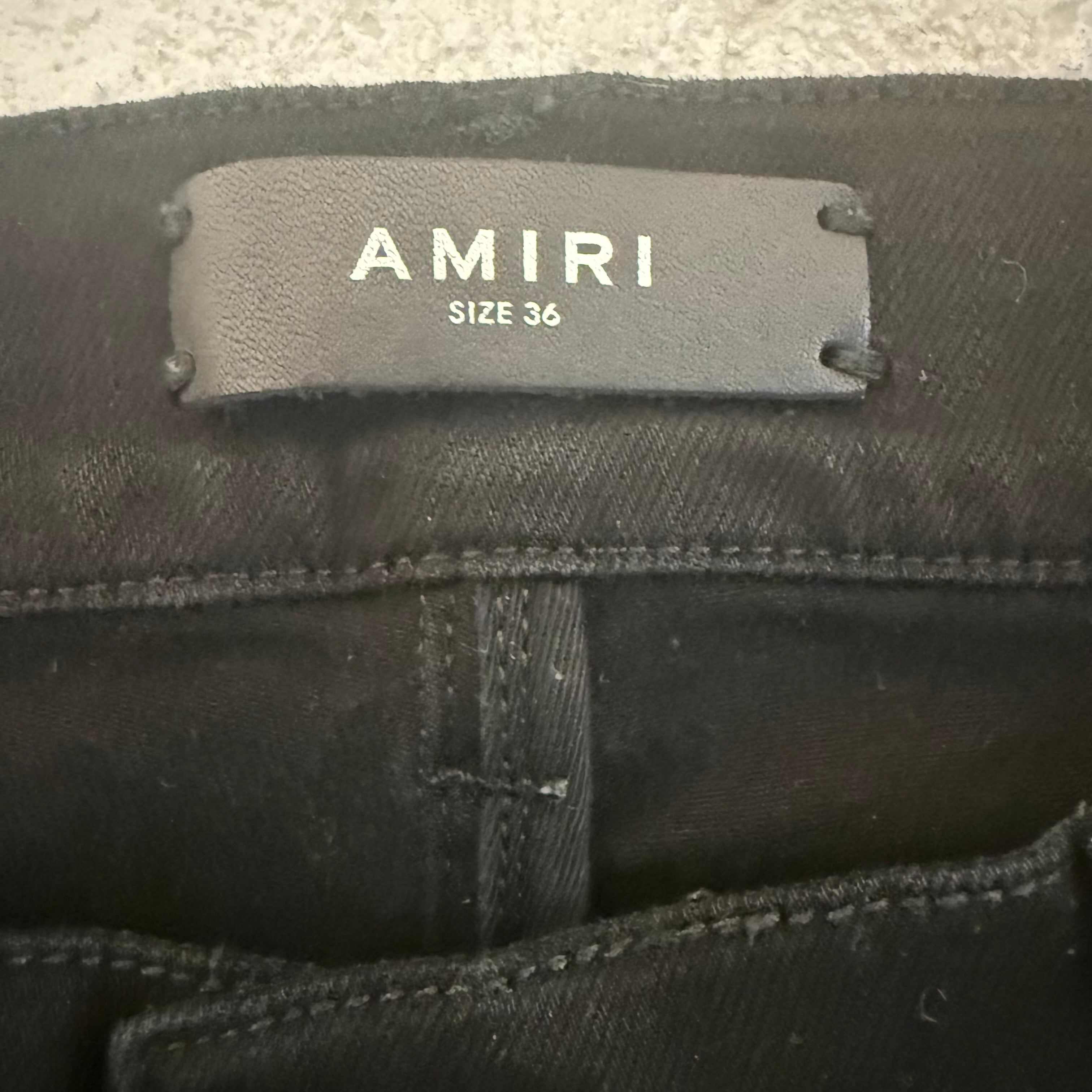 Amiri MX1 Brown Suede Patch Blue Jeans Sz 36