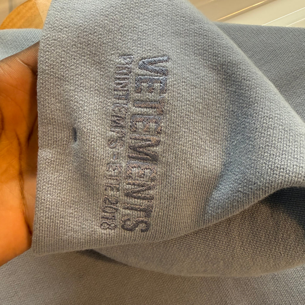 Vetements Blue Care Tag Zip Hoodie Size Medium