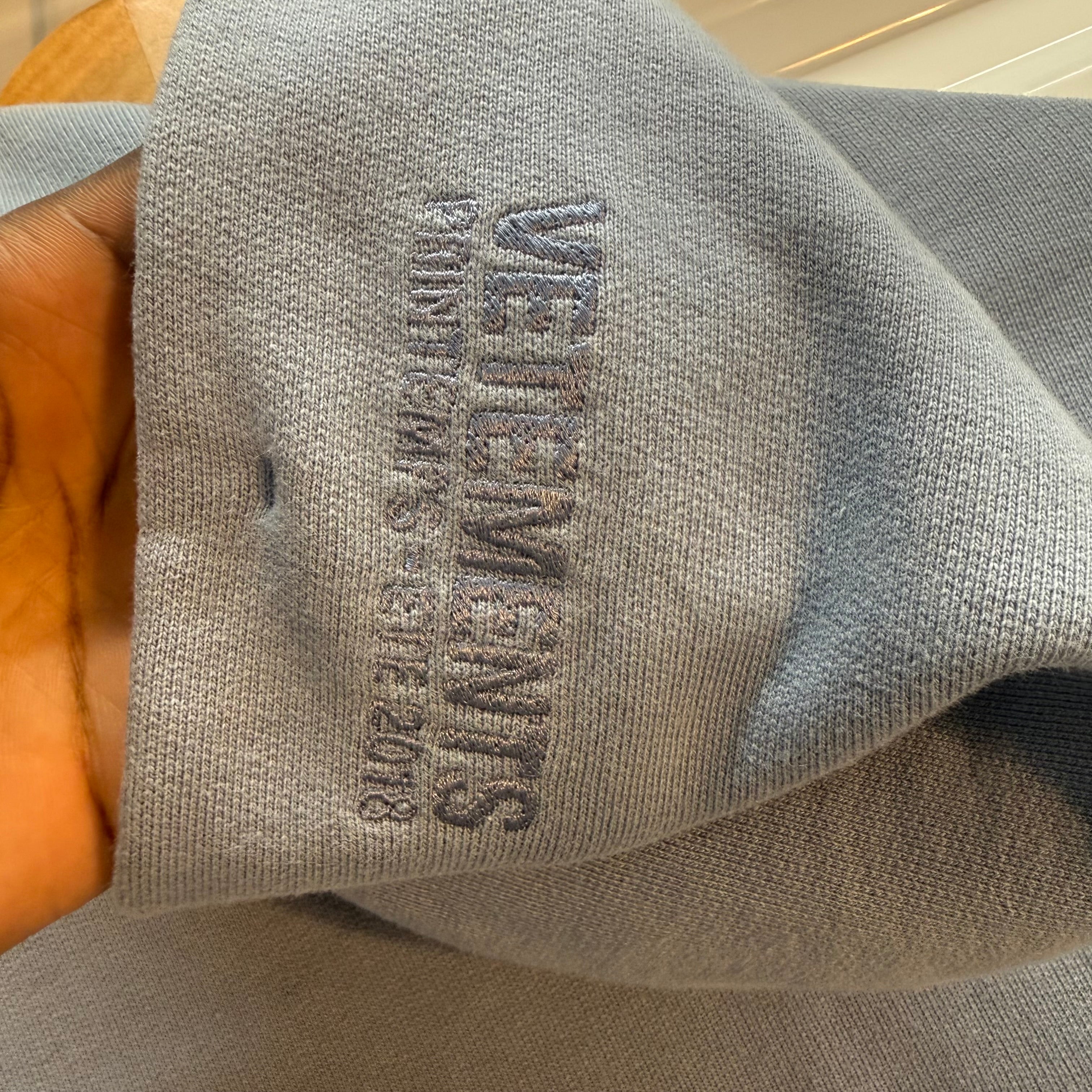Vetements Blue Care Tag Zip Hoodie Size Medium