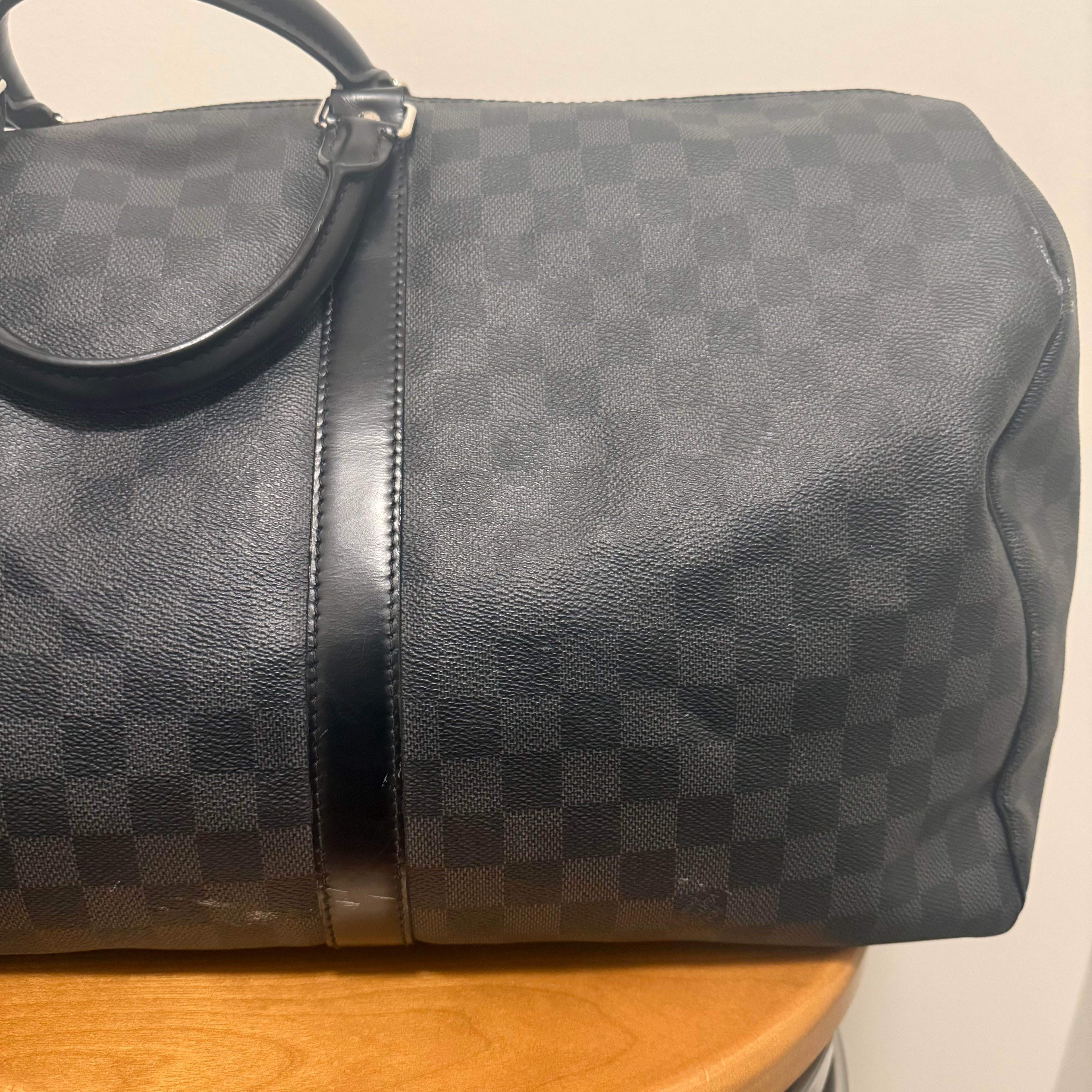 Louis Vuitton Damier Graphite Keepall Bandoulière Leather 45