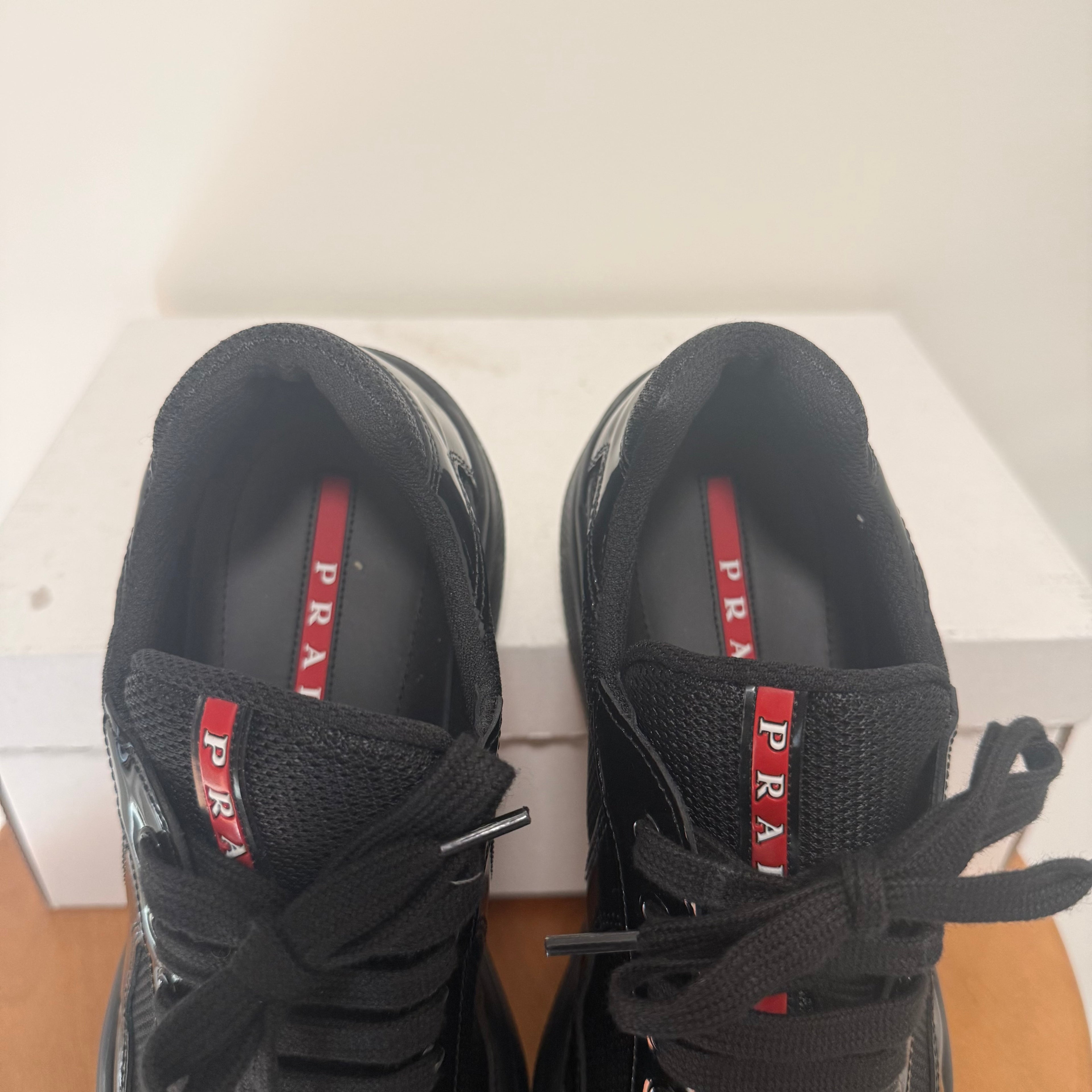 Prada America Cup Black Patent Sneaker Sz 5