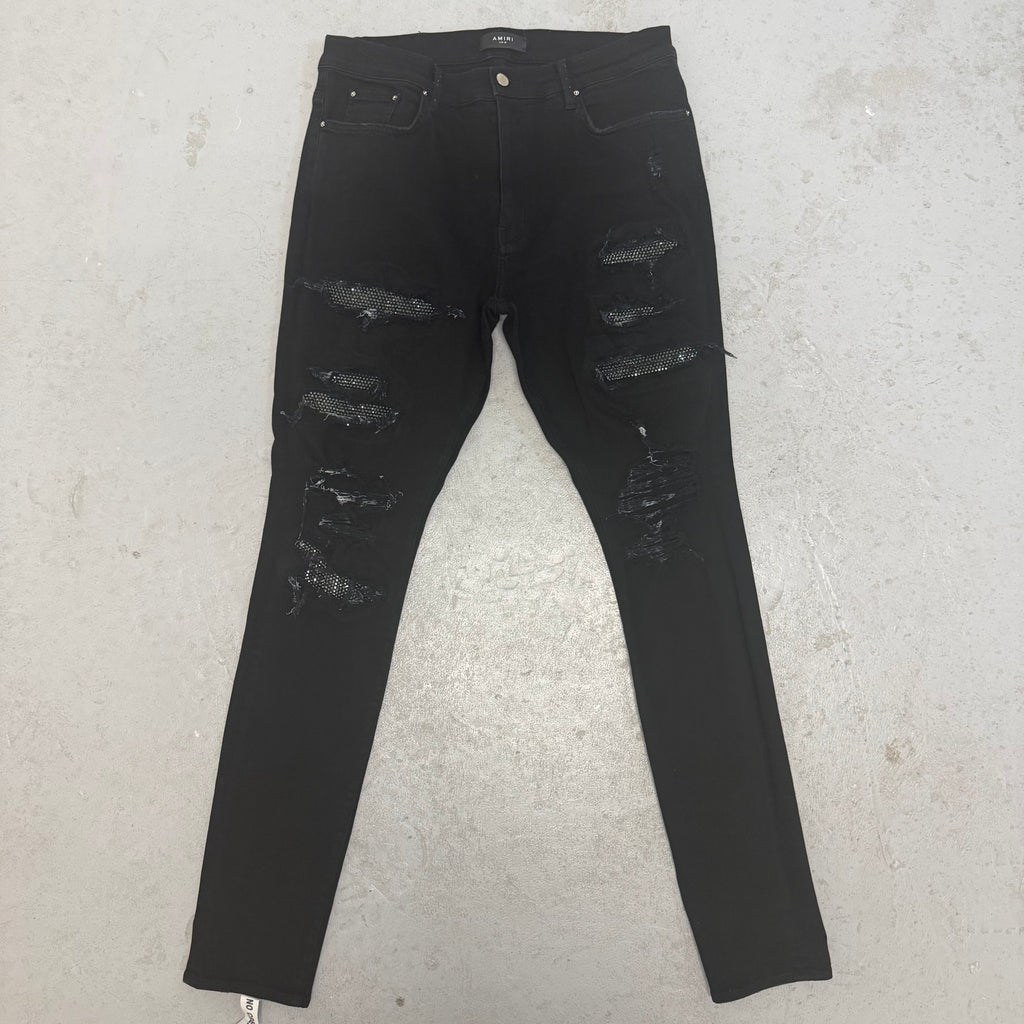 Amiri Black Crystal MX1 Jeans Sz 38