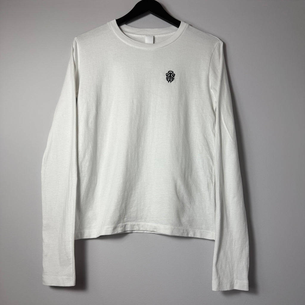 Chrome Hearts White Embroidered Dagger Logo Longsleeve
