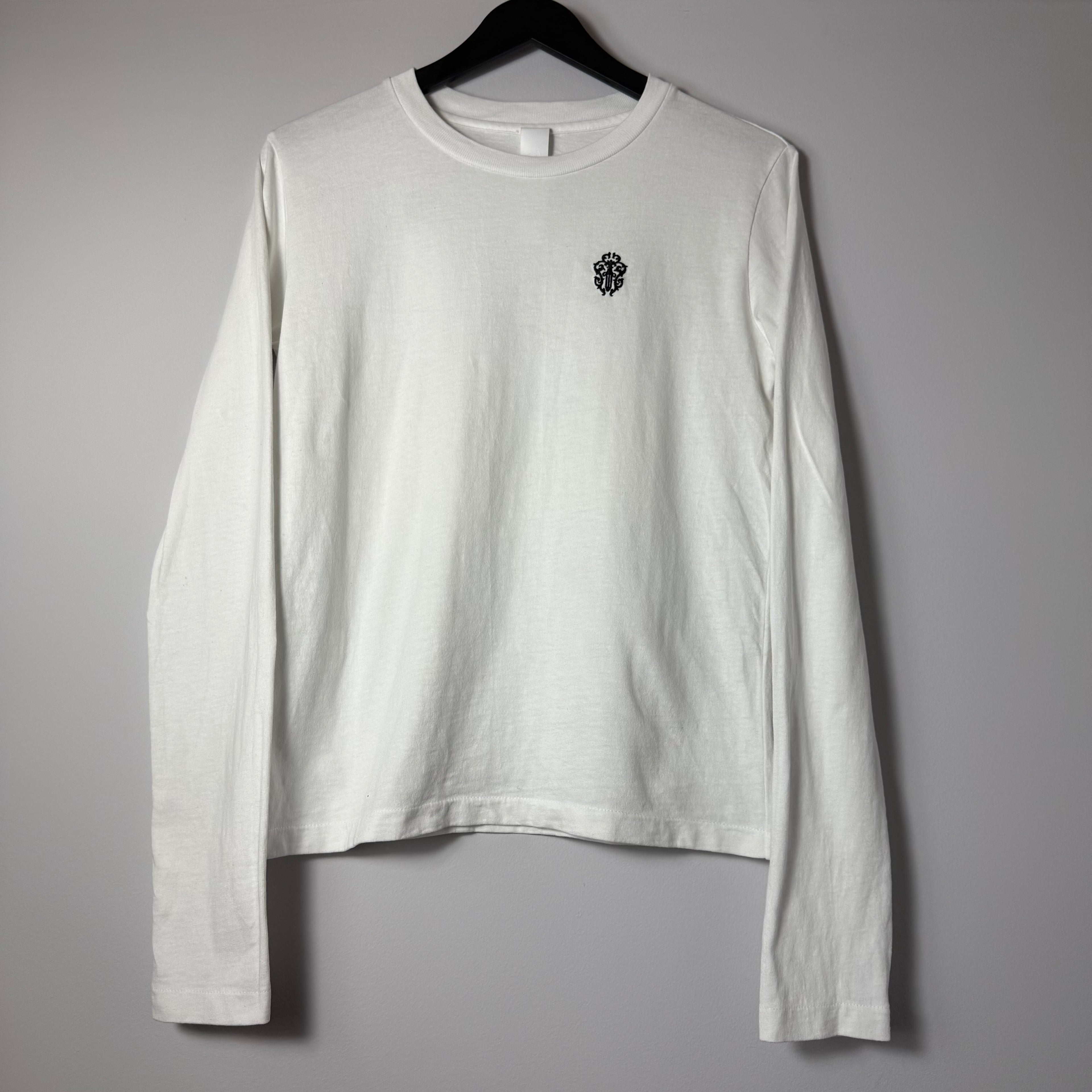 Chrome Hearts White Embroidered Dagger Logo Longsleeve