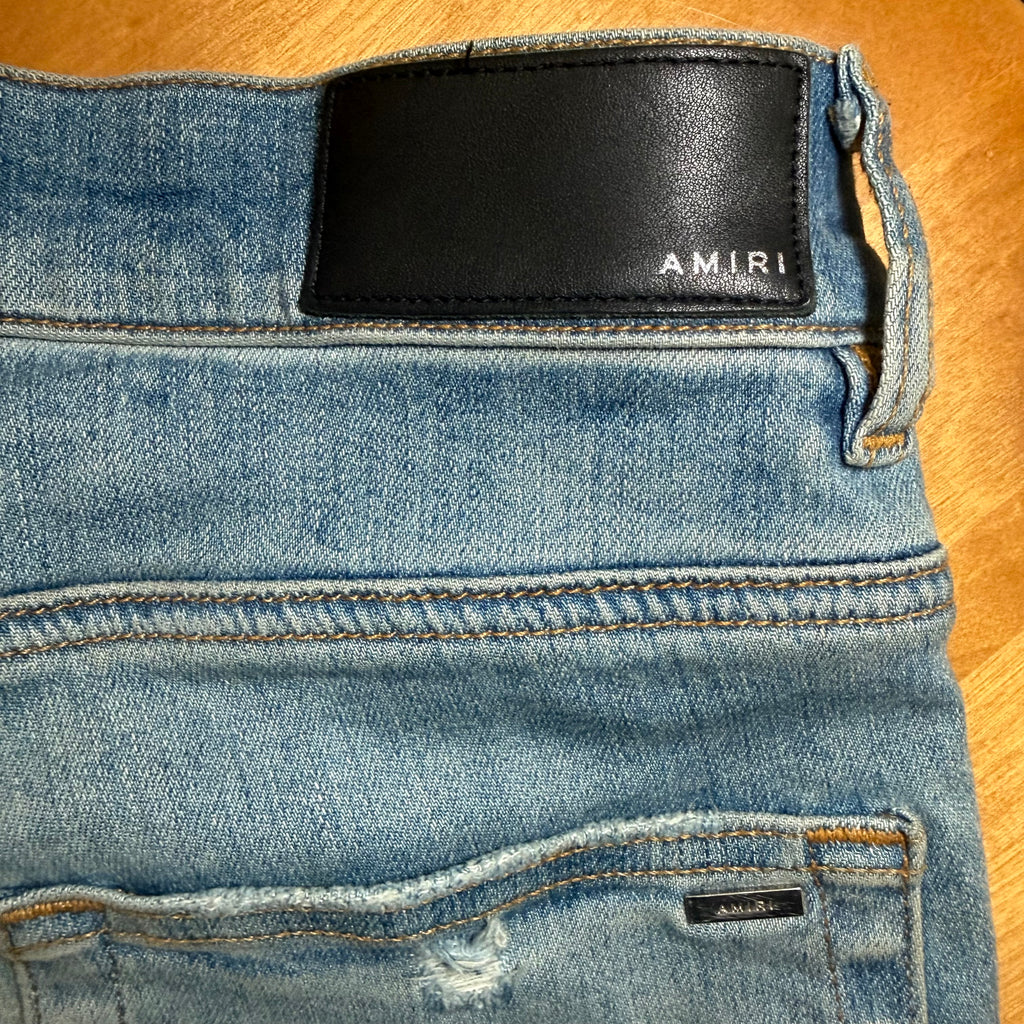 Amiri MX1 Pink Patch Blue Denim Sz 30