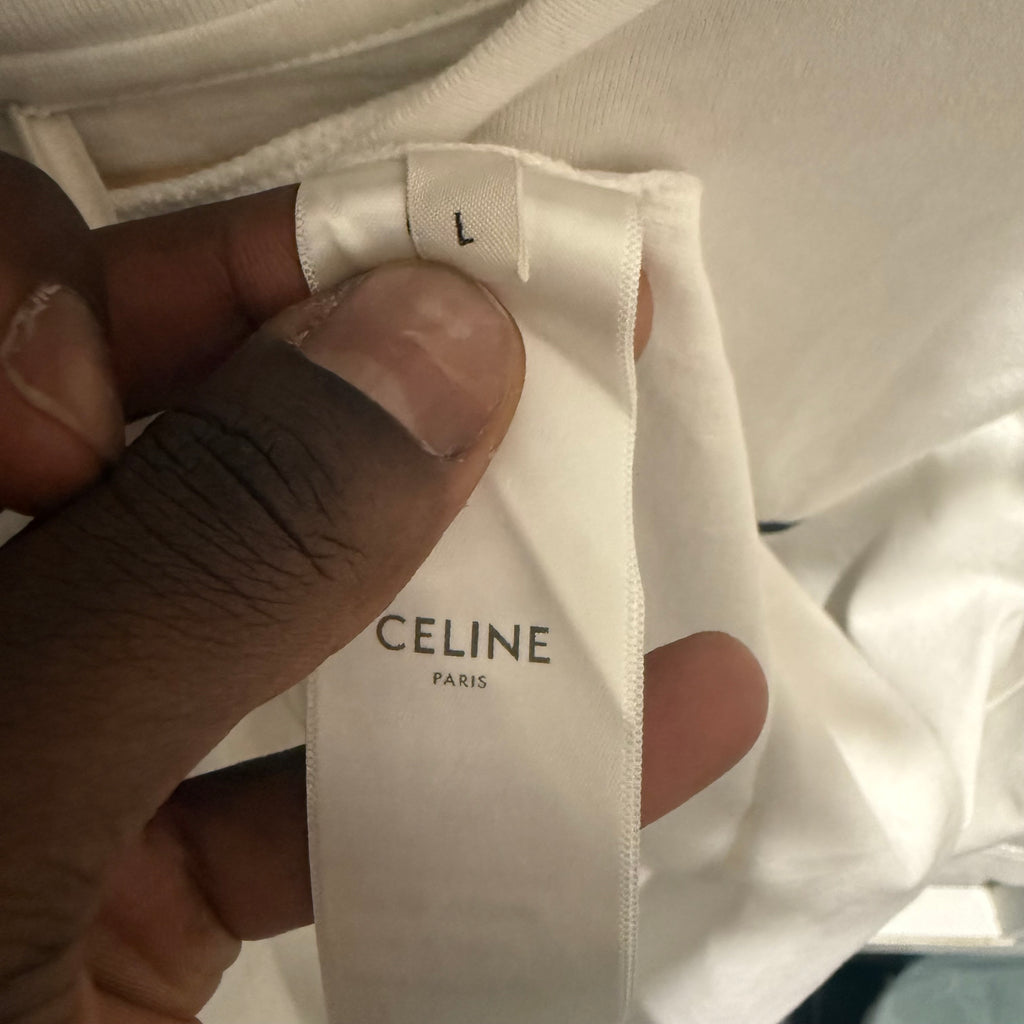 Celine White T-Shirt Size Large