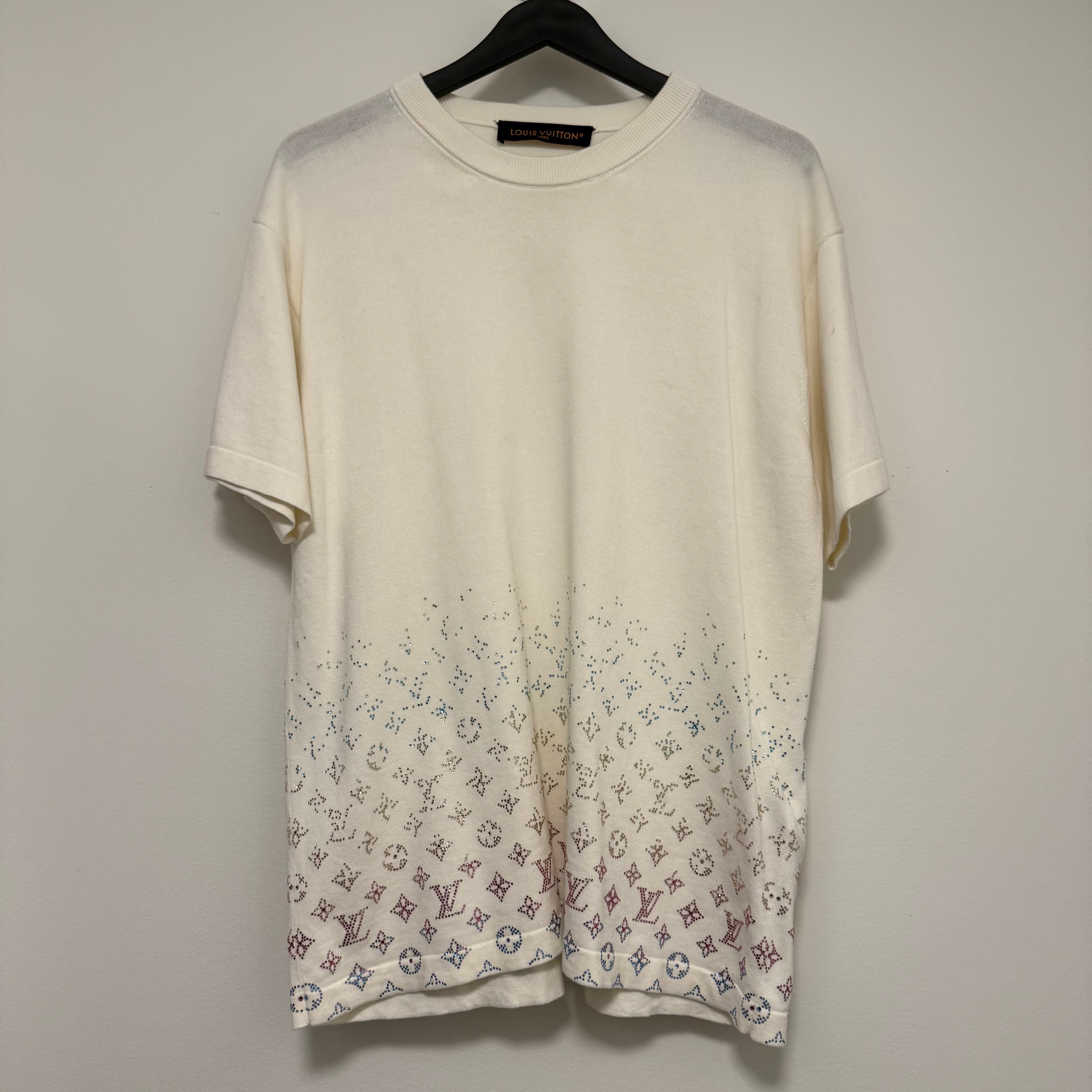 Louis Vuitton Rhinestone Gradient Knit Short Sleeve Sz Medium