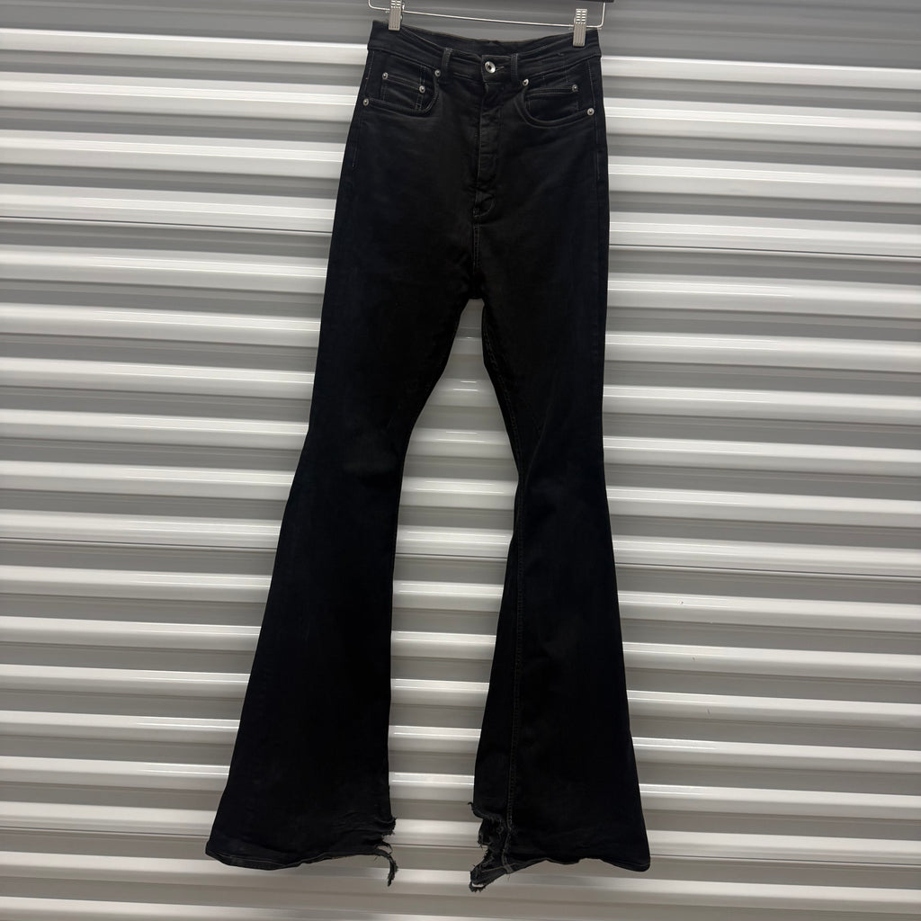 Rick Owens Black Bolan Cut Denim Size 27