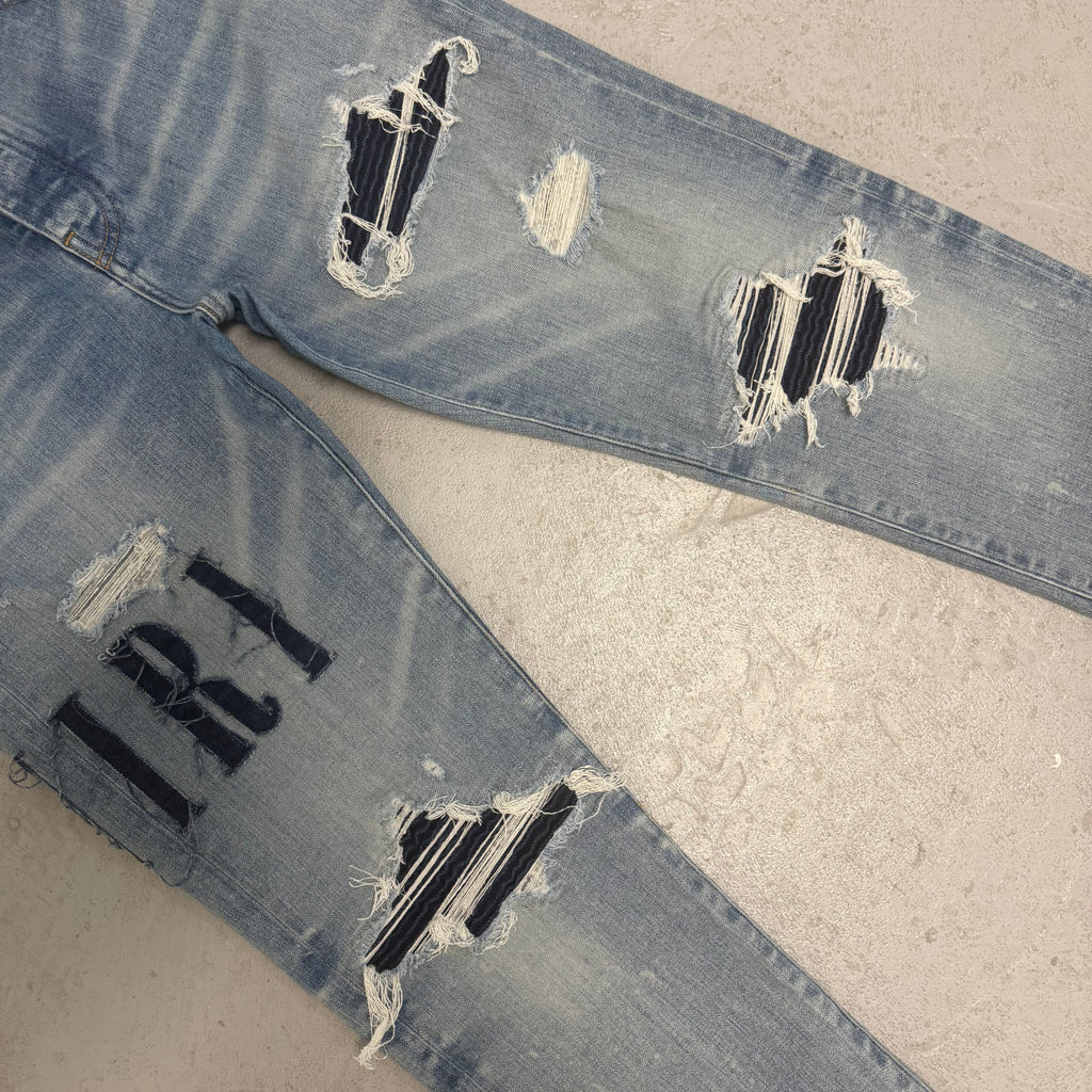 Amiri MX1 Denim Patch Blue Denim Sz 36