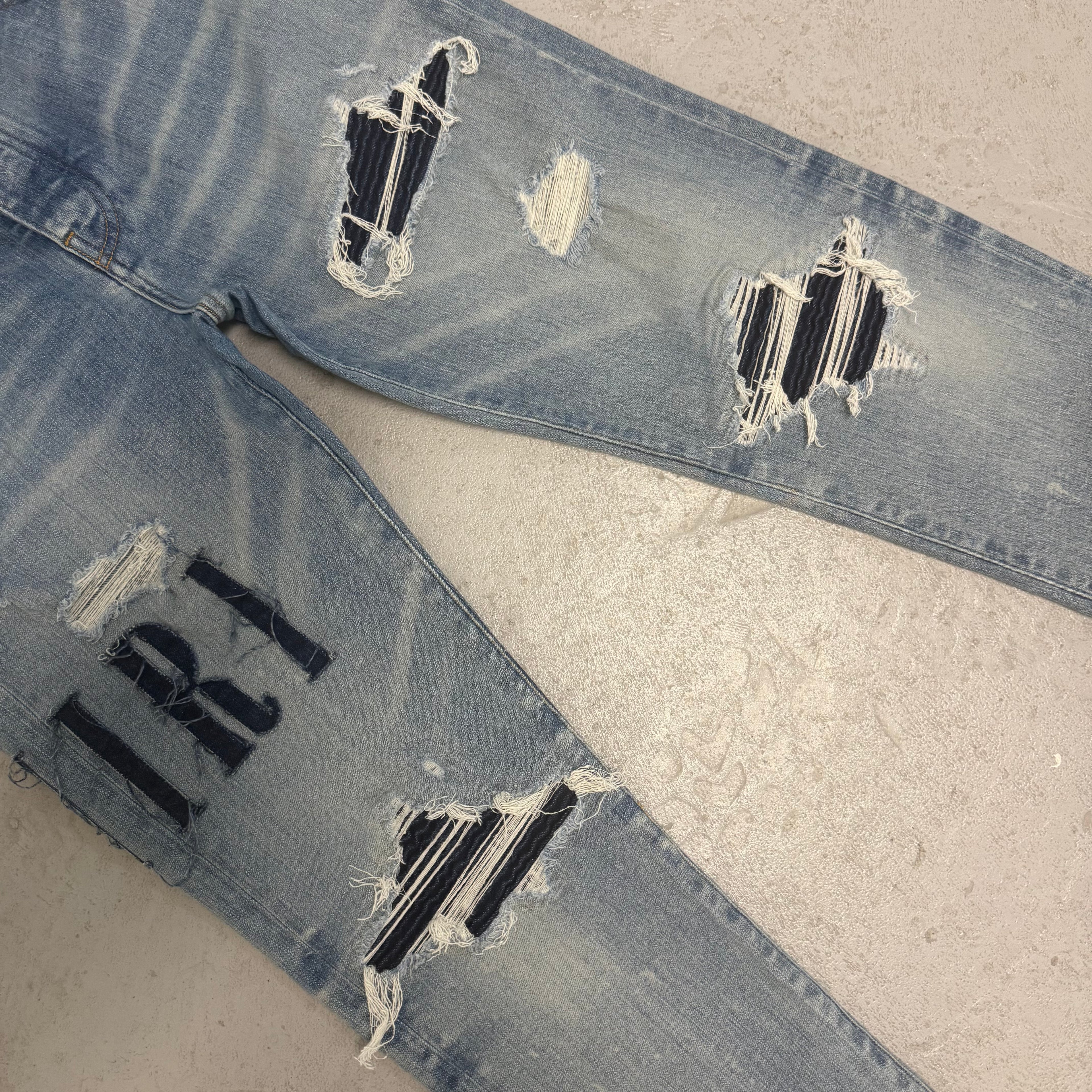 Amiri MX1 Denim Patch Blue Denim Sz 36
