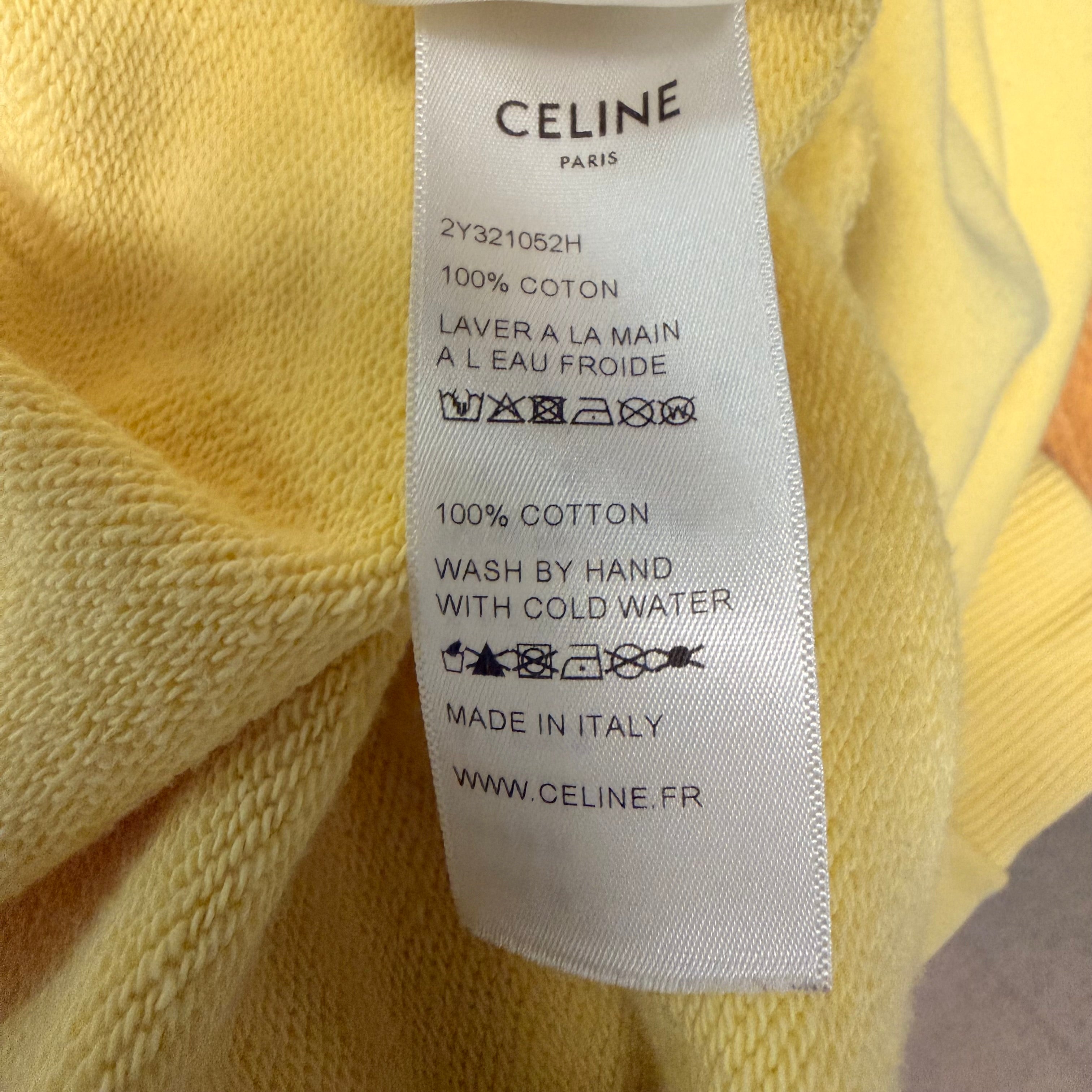 Celine Yellow Cotton Logo Hoodie Sz XL