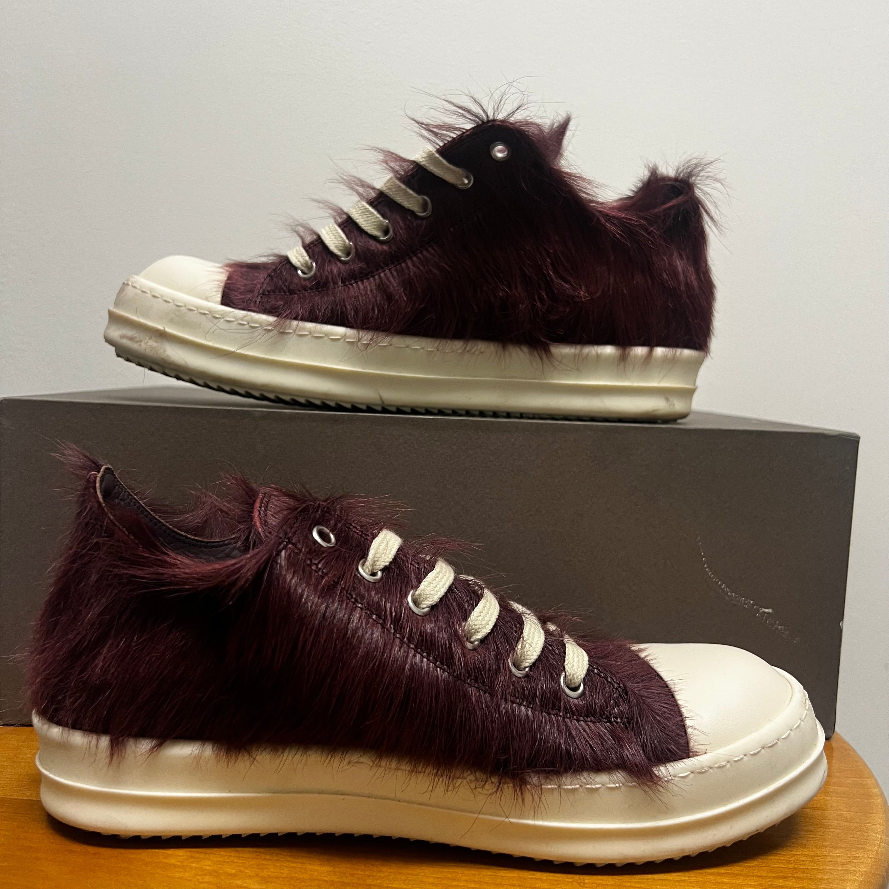 Rick Owens Pony Hair Low Ramones Amethyst/Milk Sz 7 (39.5 EU)