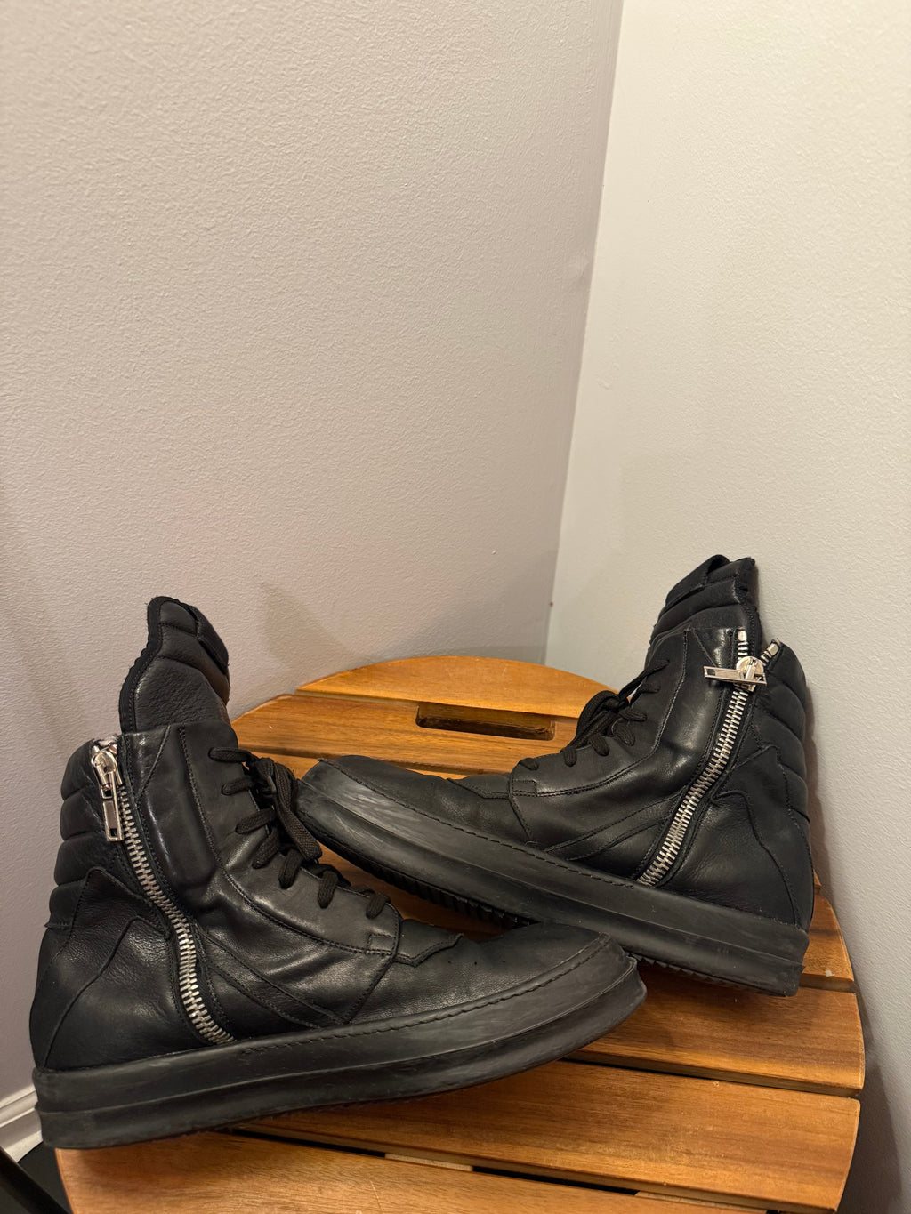Rick Owens Triple Black Geobasket Size 8.5