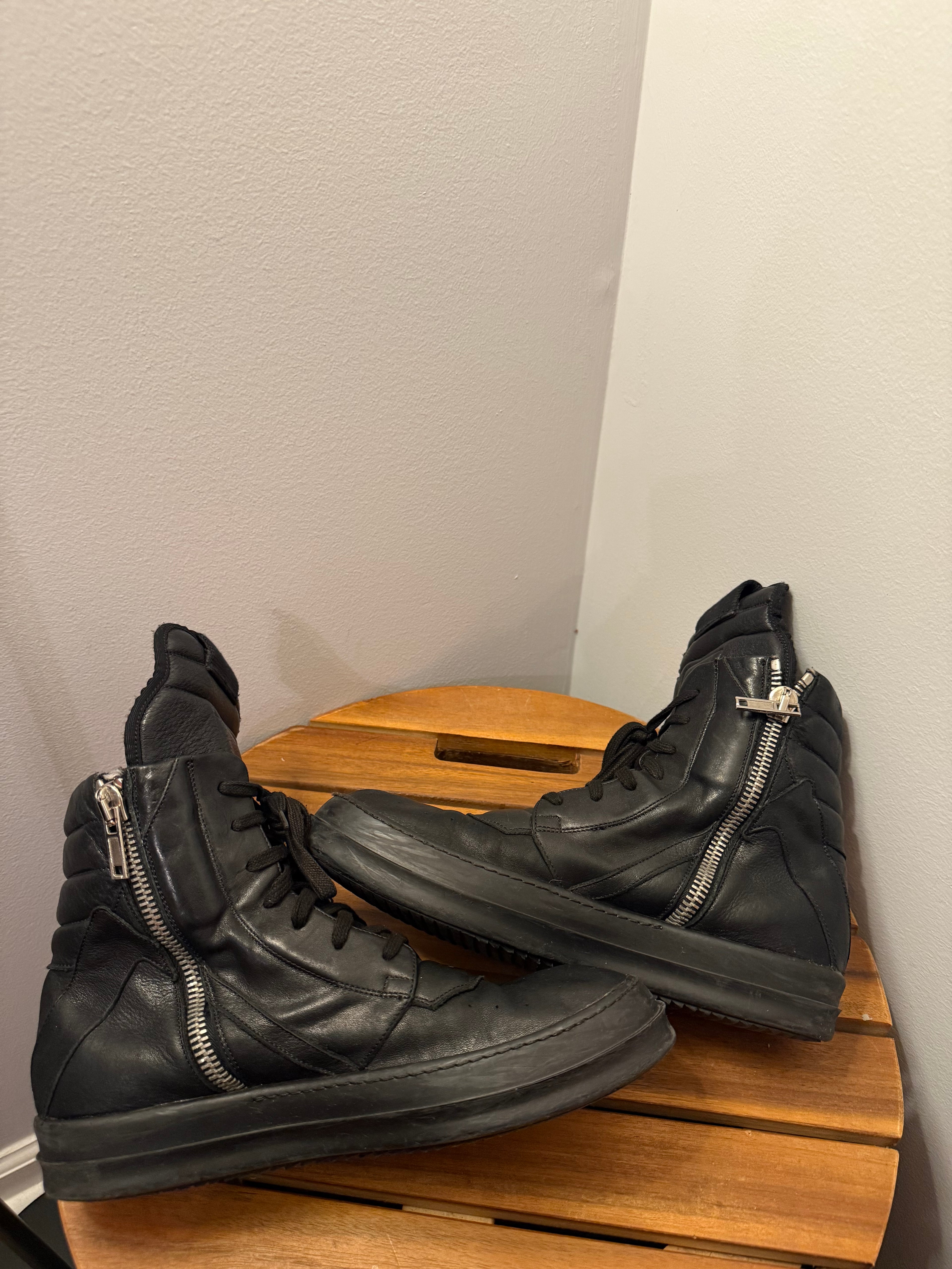 Rick Owens Triple Black Geobasket Size 8.5