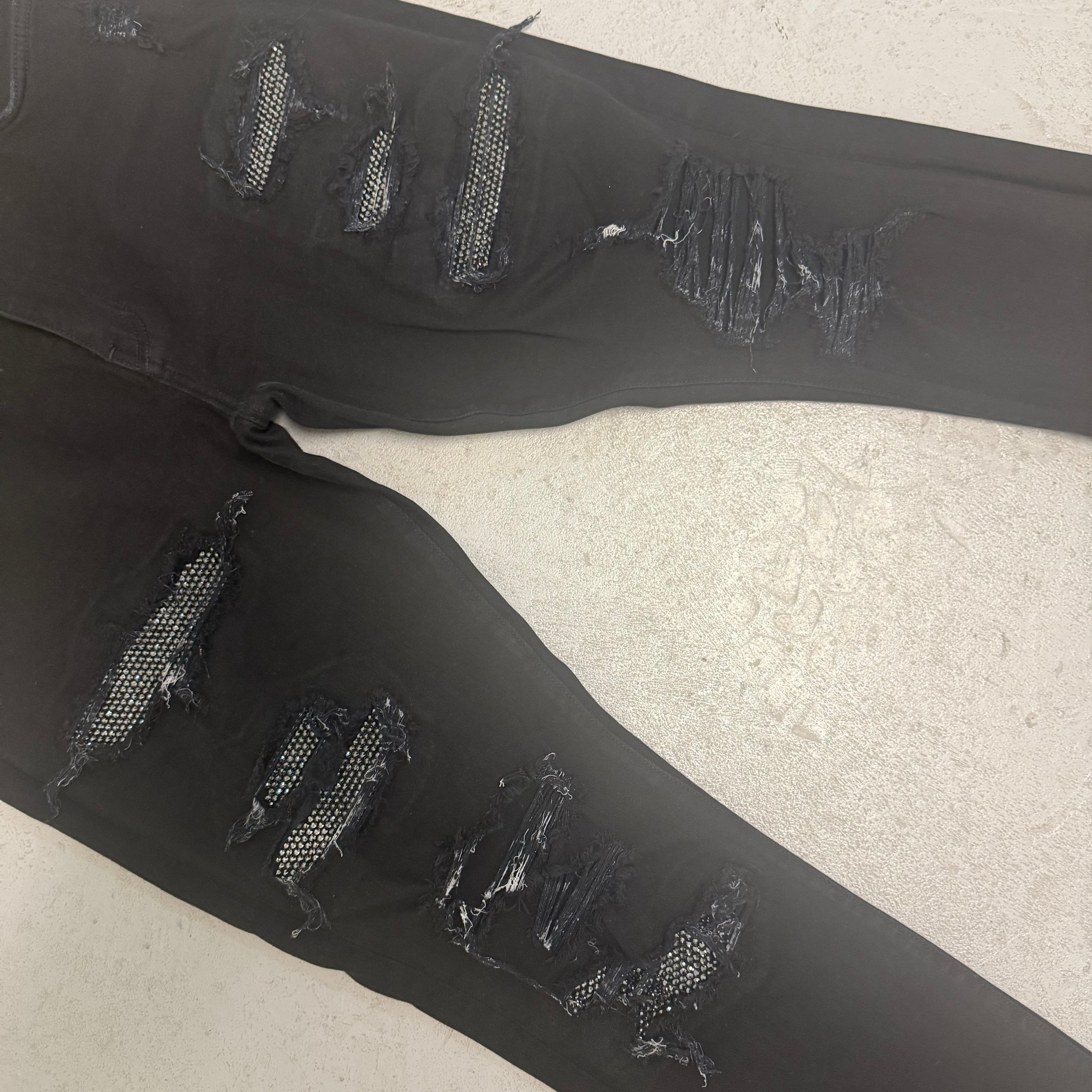 Amiri Black Crystal MX1 Jeans Sz 38