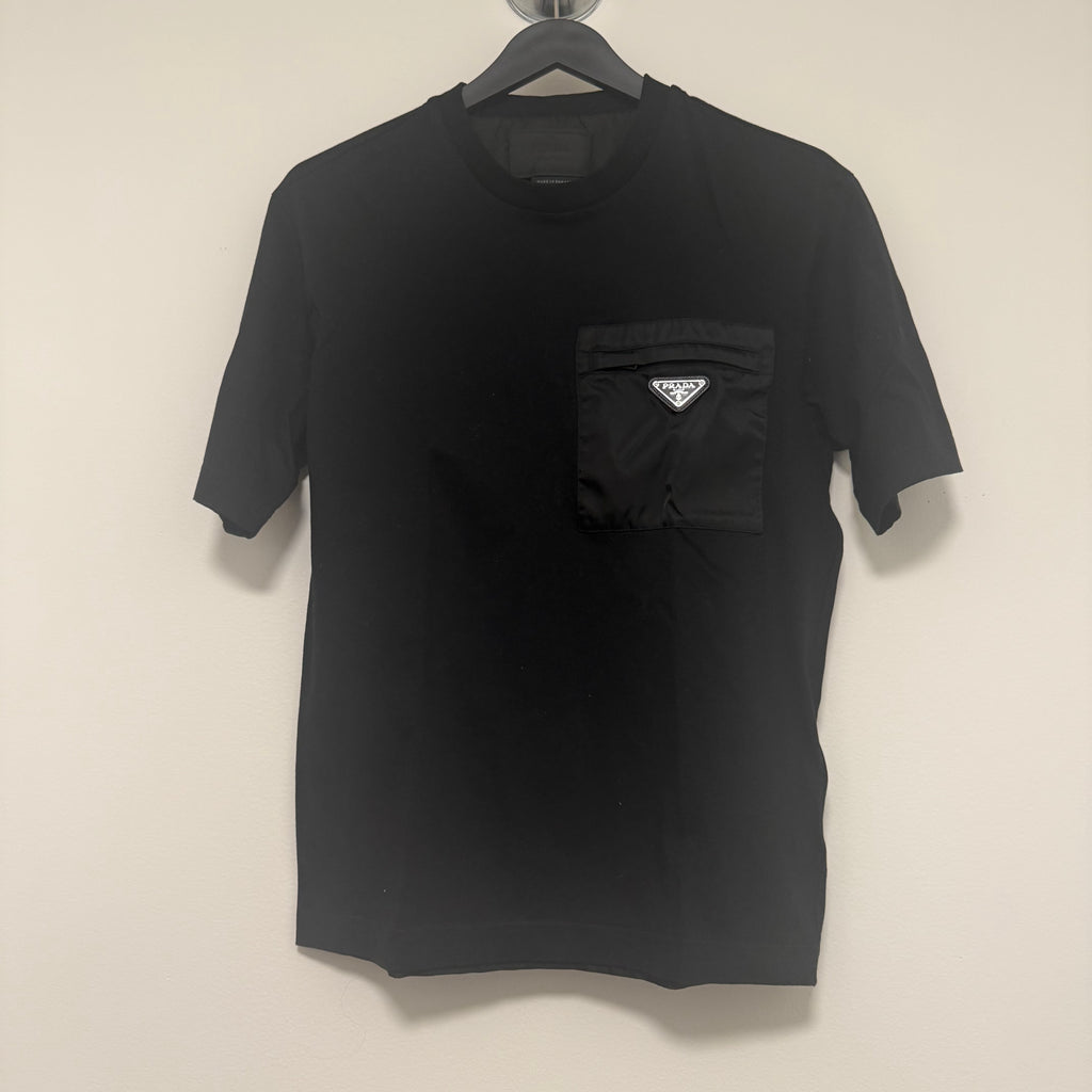 Prada Black Re-Nylon and Jersey Shirt Sz Small
